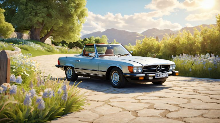 retro mercedes benz 450sl wallpaper 4k scaled