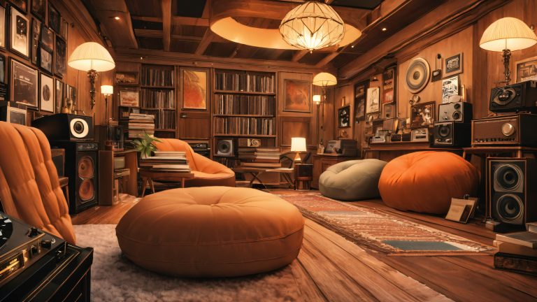 retro record store lounge 4k wallpaper scaled