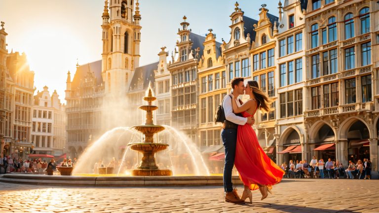 romantic brussels grand place wallpaper 4k whimsical couple scaled