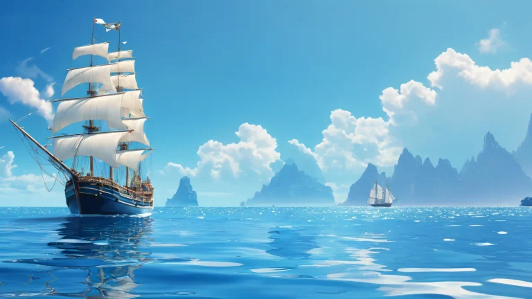 Sailor and Mermaid scene on a pristine void background for desktop/PC use.