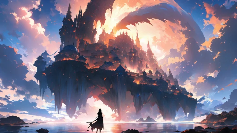 A stunning anime-inspired desktop wallpaper featuring Sailor Moon in eclipse pose against a vibrant blue and purple background.