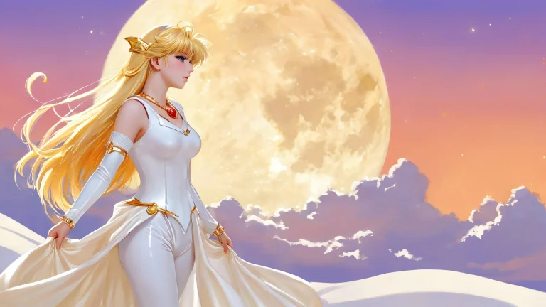 Breathtaking desktop wallpaper of SailorVenus against a pure void background, perfect for Desktop/PC users seeking an epic and calming visual experience.