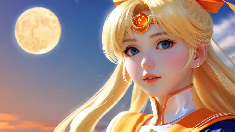 A stunning desktop background featuring Sailor Venus set against a breathtakingly vast pure void with an extreme depth of field, perfect for use on Desktop/PC.