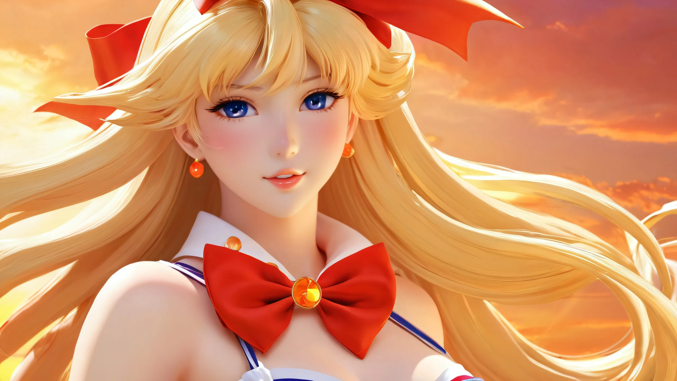 Sailor Venus desktop wallpaper for PC or Desktop with ethereal lighting and stunning visual impact.