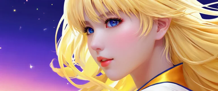 SailorVenus desktop wallpaper featuring a vast pure void with extreme depth of field and a subtle blue gradient, PCやデスクトップに最適.