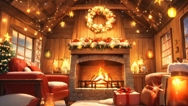 santas cozy winter wonderland wallpaper scaled