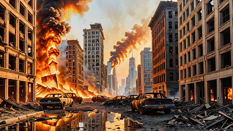 scorched urban ruins scaled