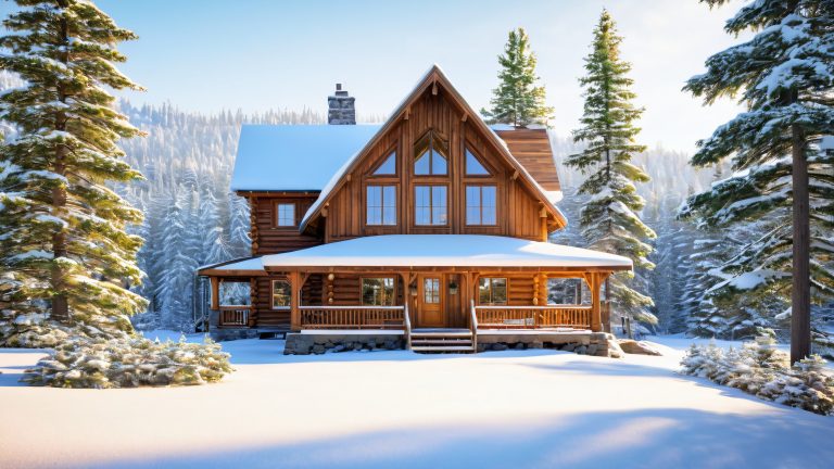 secluded cabin in snowy winter wonderland 4k wallpaper scaled
