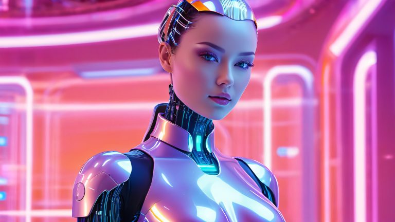 seductive android neon lit cyber dreams 4k quality scaled