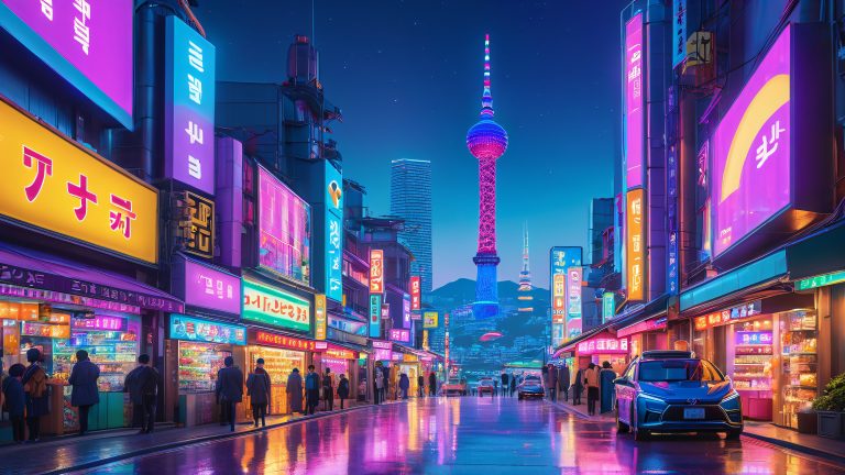 seoul cyberpunk cityscape 4k wallpaper scaled