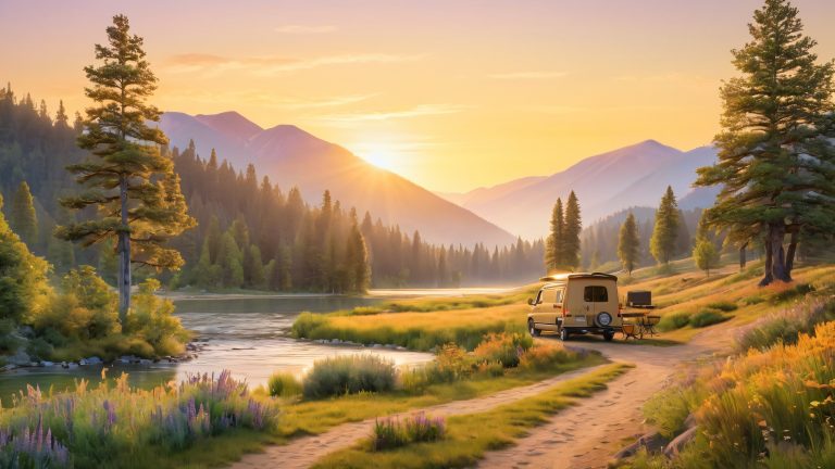 ruhiger Campingplatz 4K-Hintergrundbild skaliert