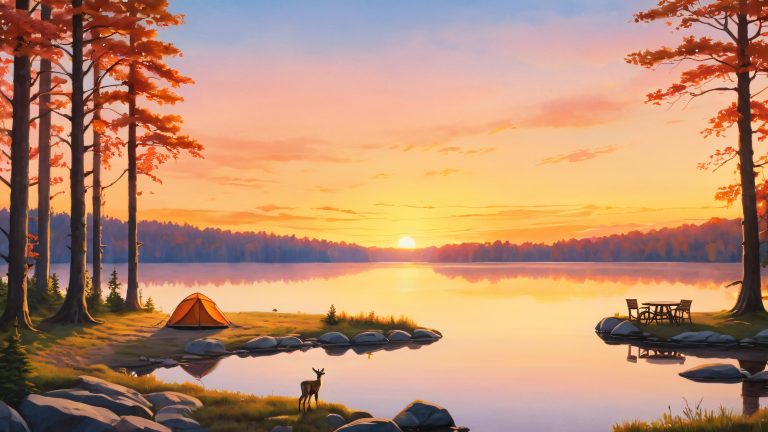 serene campsite sunset 4k wallpaper scaled