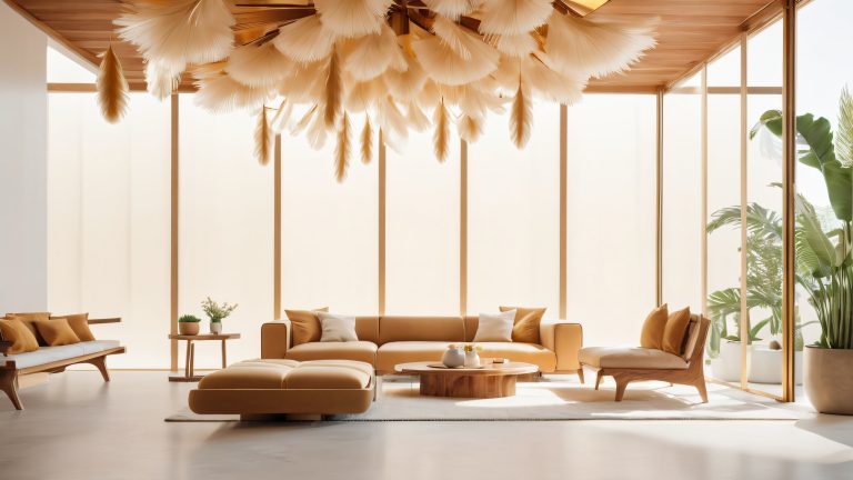 serene conversation pit wallpaper luxury minimalist architecture scaled