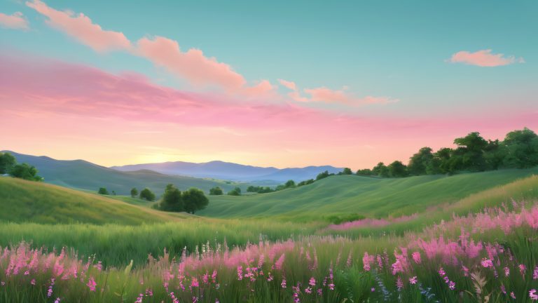 serene rolling hills pink horizon 4k wallpaper scaled