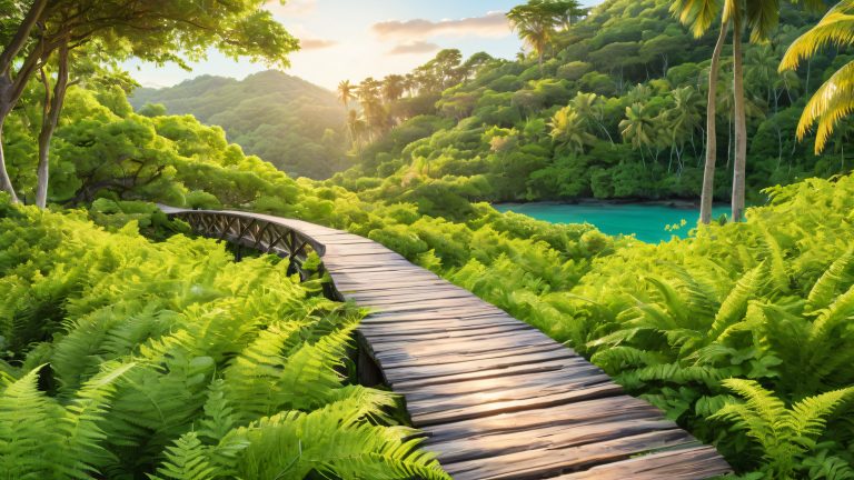 serene wooden island 4k wallpaper scaled