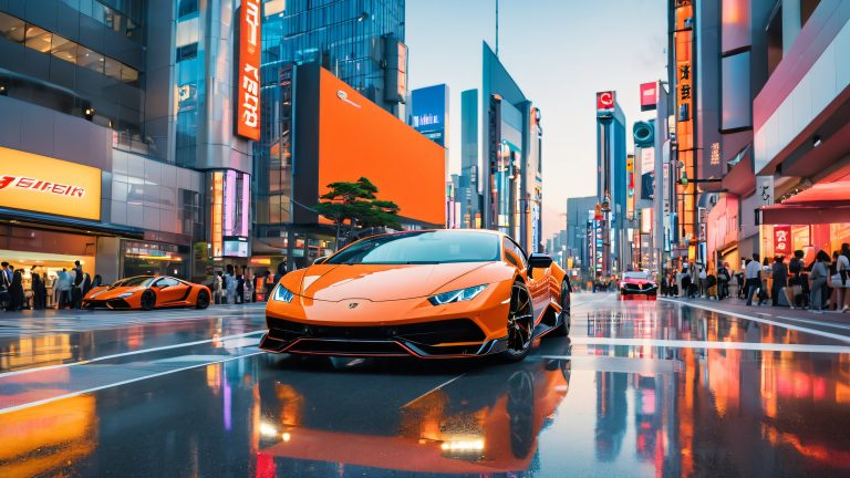 sleek supercars tokyo cityscape 4k wallpaper scaled