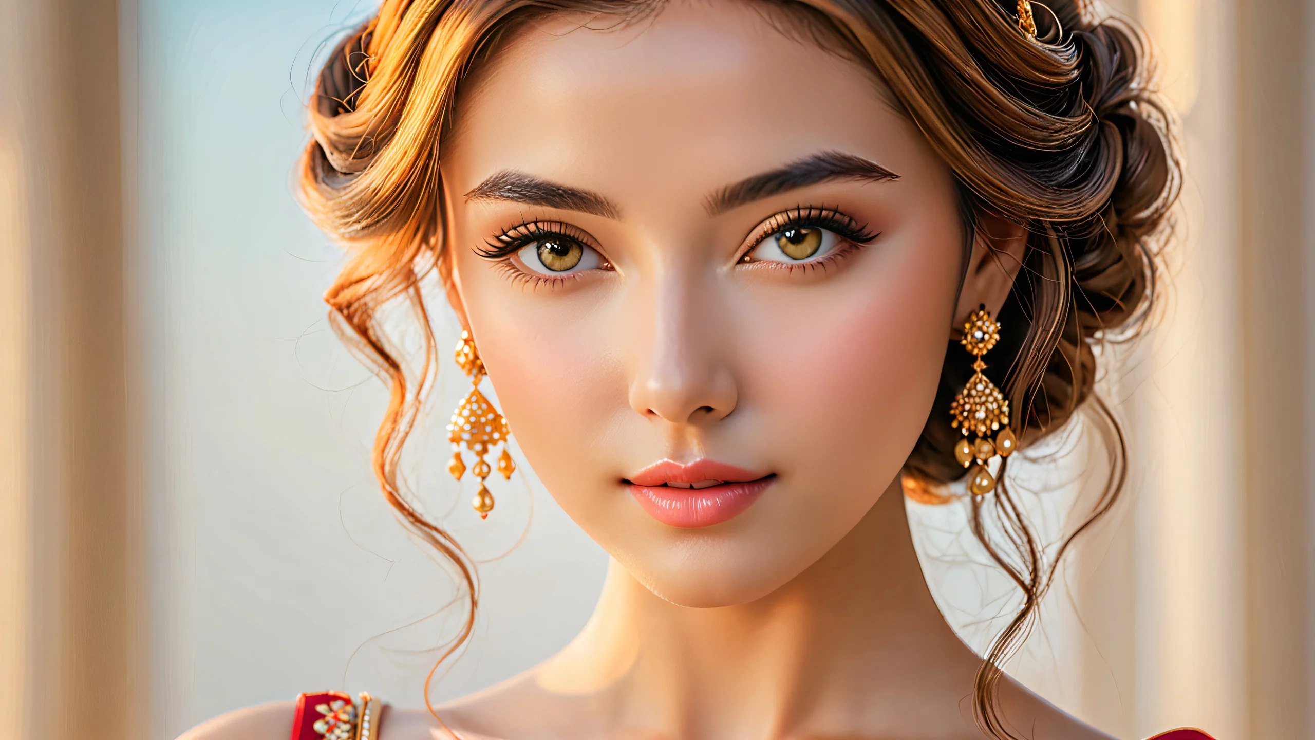 Epic Soft Focus Masterpiece 4K Desktop Wallpaper Highly detailed abstract artwork with soft lighting and model-like features.