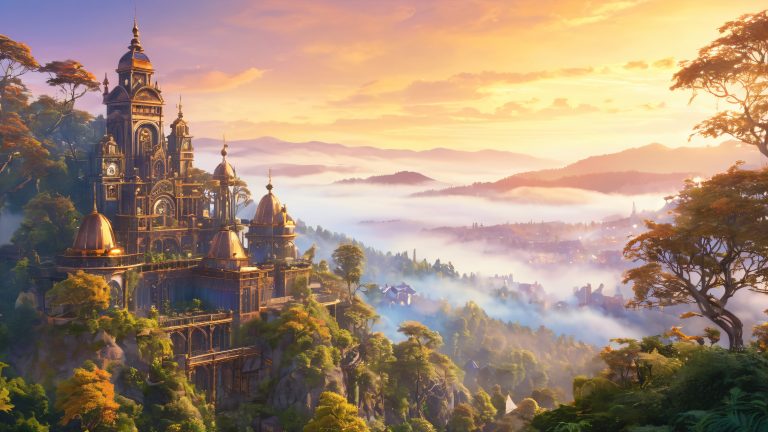 steampunk cityscape wallpaper ancient clockwork architecture scaled