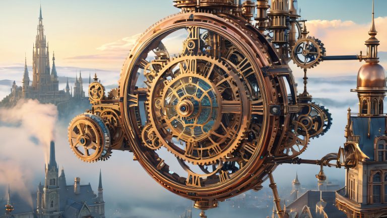 steampunk clockwork contraption 4k wallpaper scaled