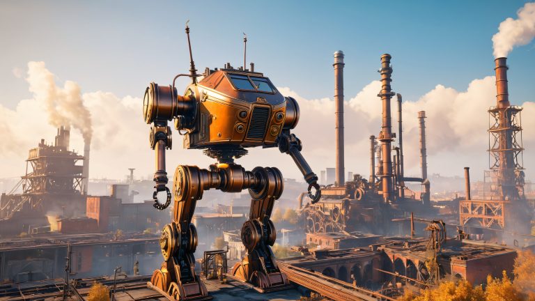 steampunk mech industrial 4k wallpaper scaled