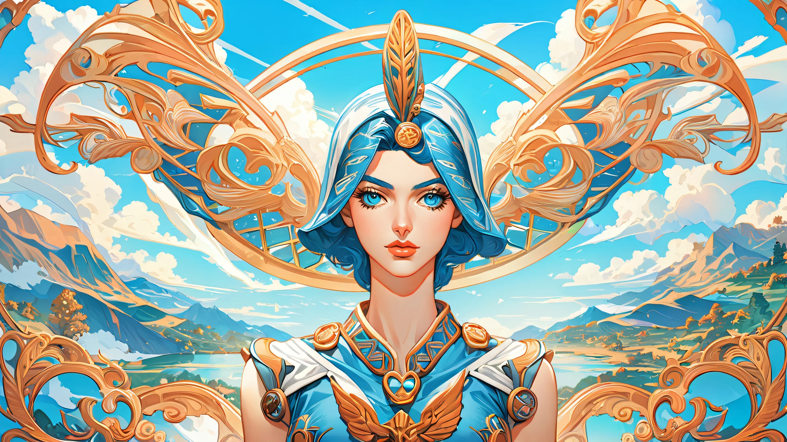 4K Steel Ball Run Sunset Desktop Background JoJo's Bizarre Adventure Steel Ball Run characters in a sunny sky with clouds and stylized manga art.