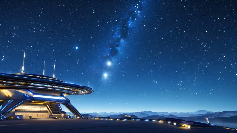 stellar spaceport 4k wallpaper cosmic night sky with spaceships scaled