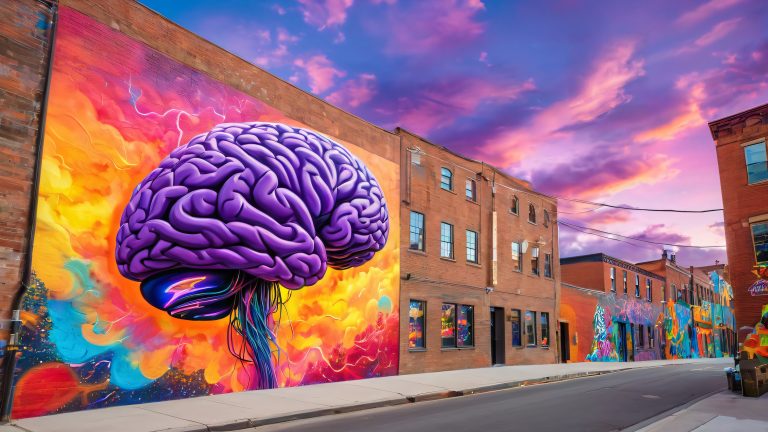 surreal brain installation night city scaled