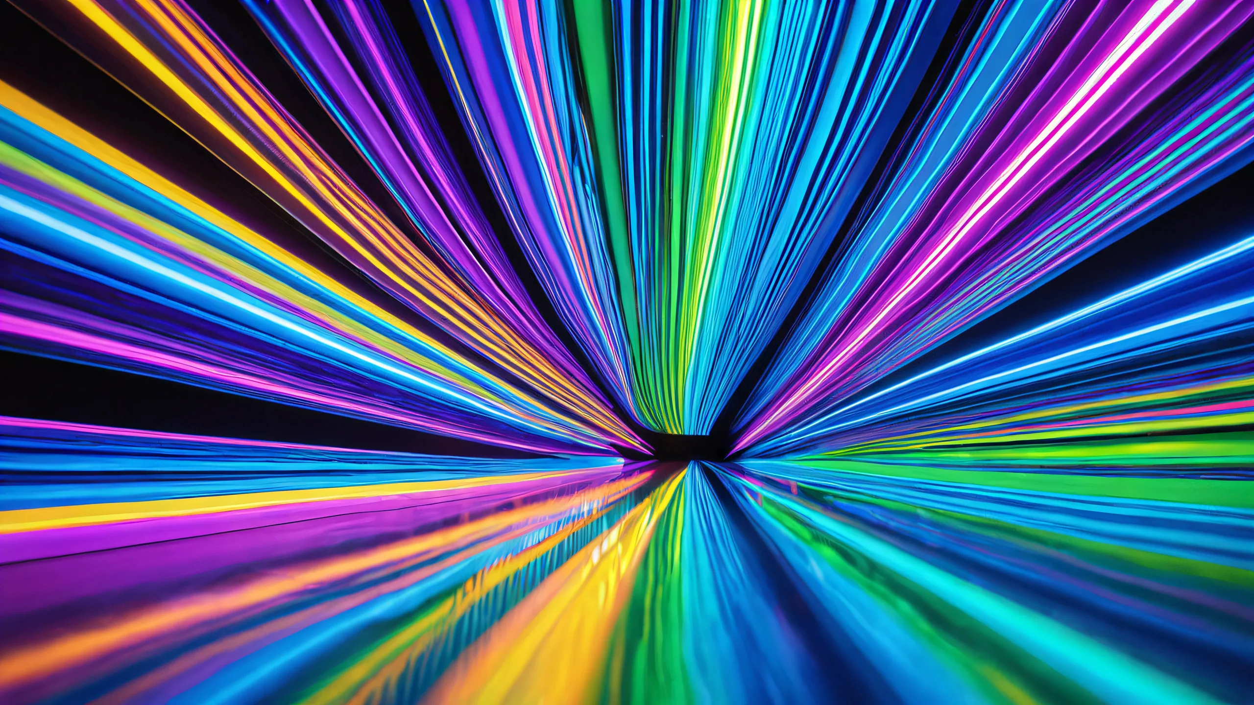 Swirling Liquid Harmony 4K UHD Wallpaper Abstract desktop wallpaper featuring swirling patterns of iridescent liquids on a darkened background with neon accents and LED lighting.