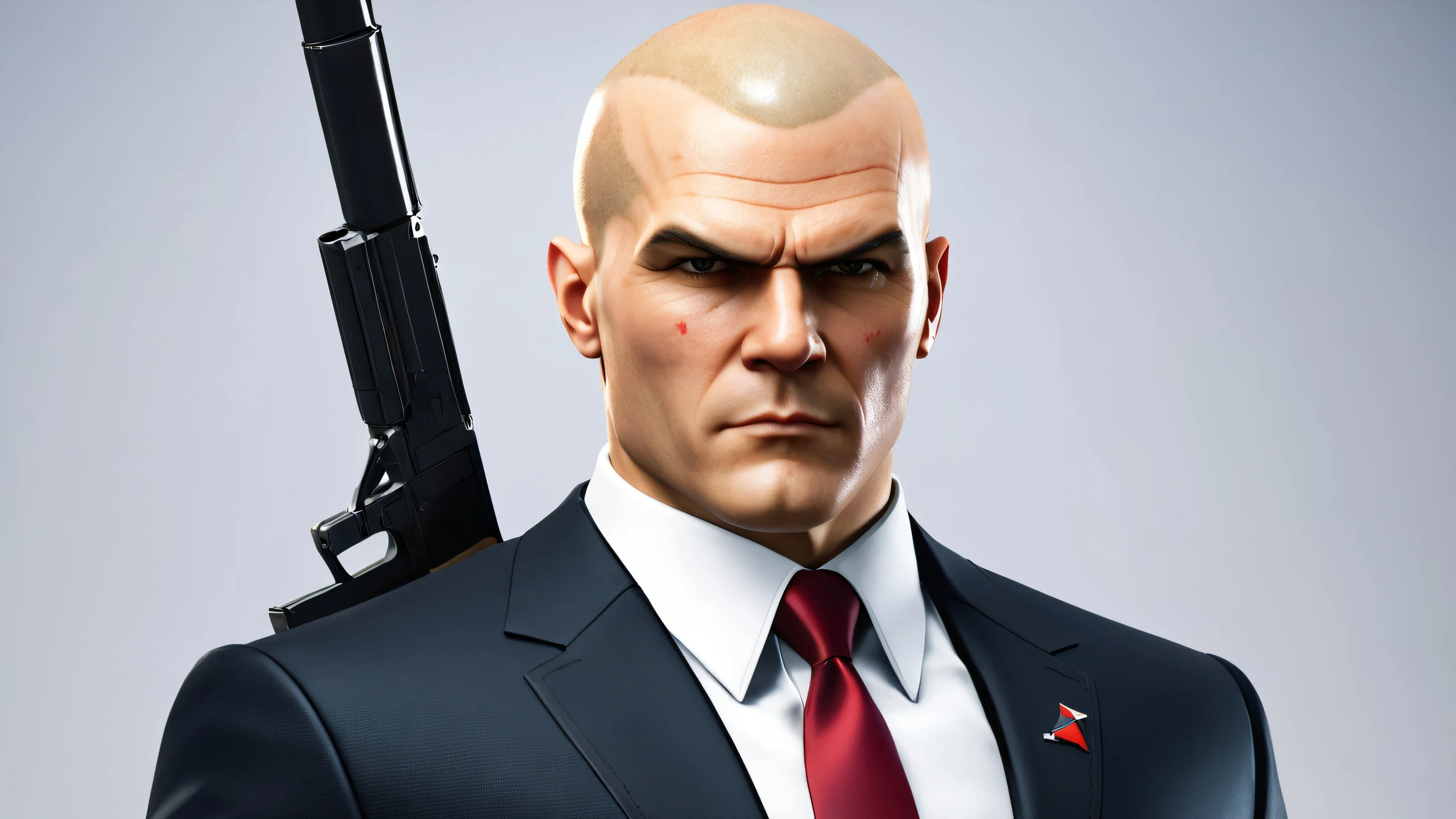 Tactical Assassin's Lair 4K Desktop Wallpaper A moody depiction of Agent 47 in a dark, tactical environment.