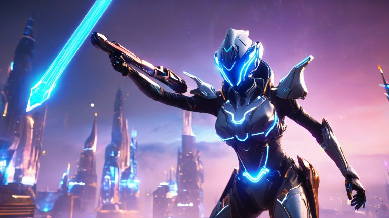 tenno neon exosuit cyberpunk wallpaper scaled