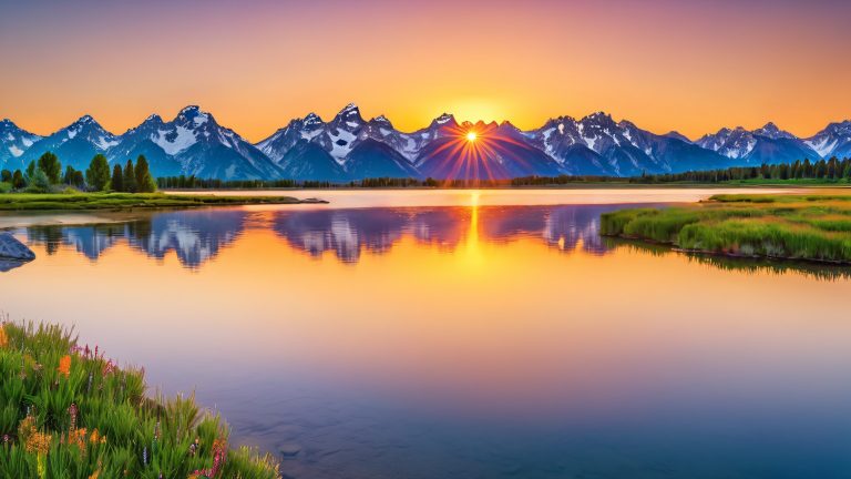 teton sunset 4k wallpaper scaled