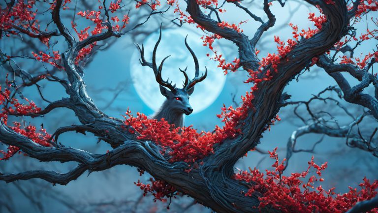 thorn demon dark mystic forest wallpaper scaled