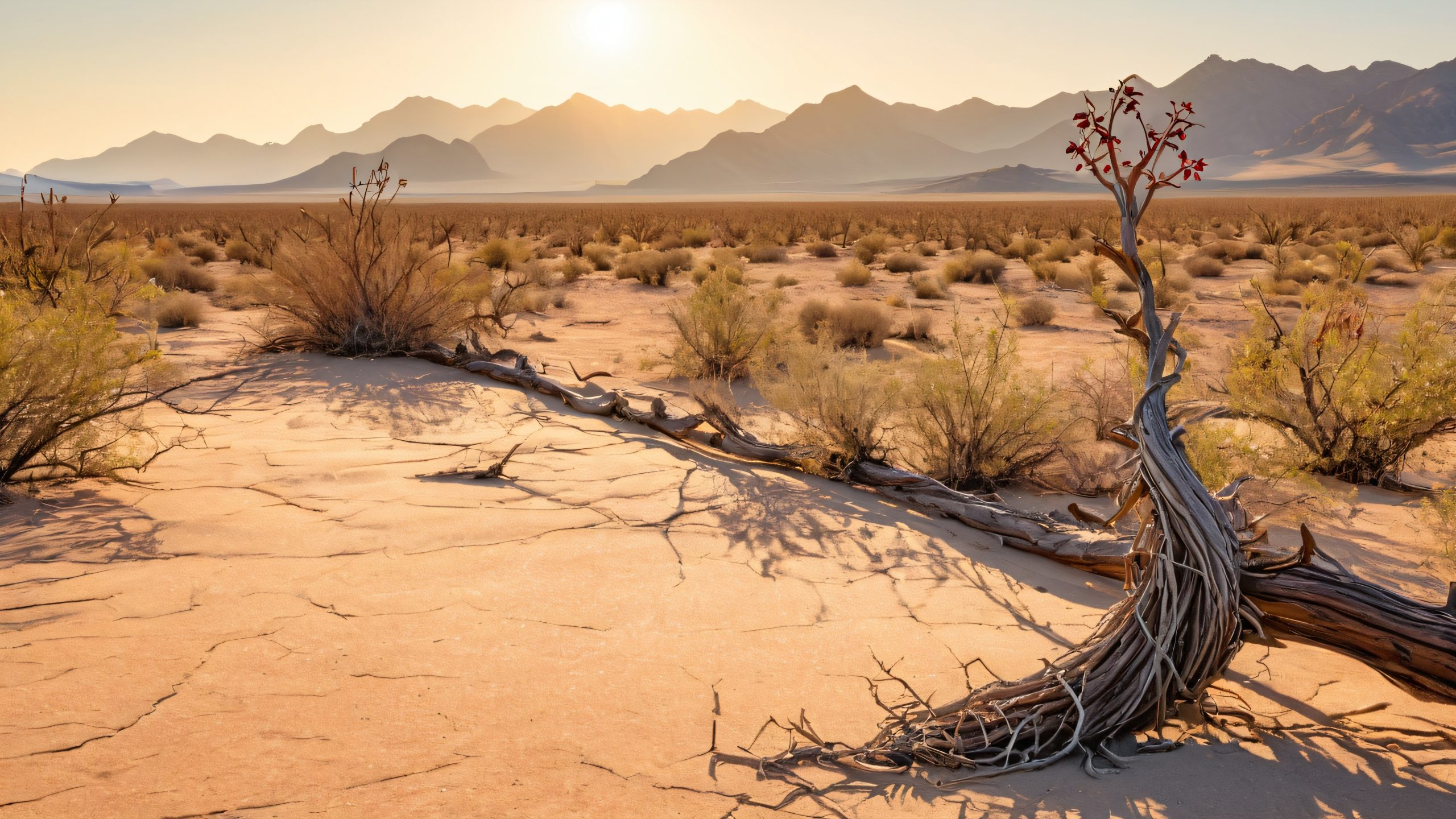Stunning Thorny Fencepost Solitude 4K Wallpaper A cowboy standing amidst a thorny vine and desolate landscape