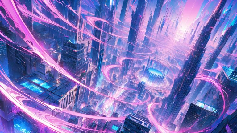 timeless metropolis futuristic cityscape unravels wallpaper scaled