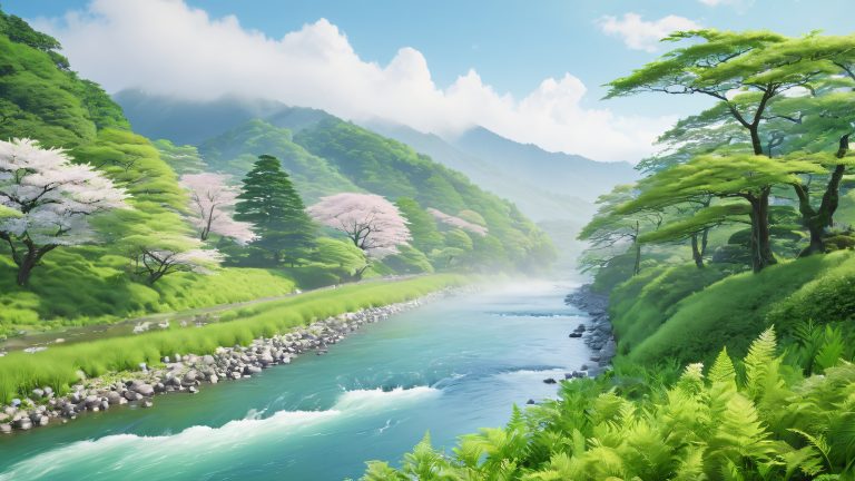 tonegawa river morning serenity wallpaper scaled