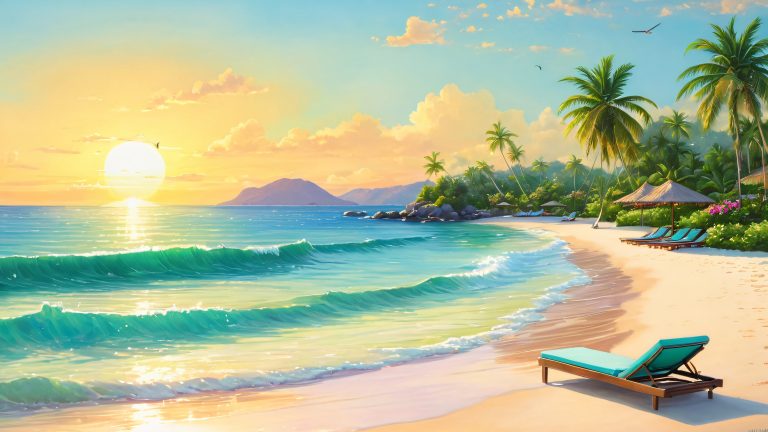 tropical beach scene 4k wallpaper scaled
