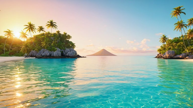 tropical paradise wallpaper golden hour sunset scene 4k nature scaled