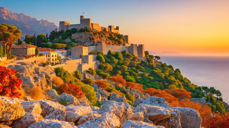 turkish sunrise antalya city wallpaper scaled