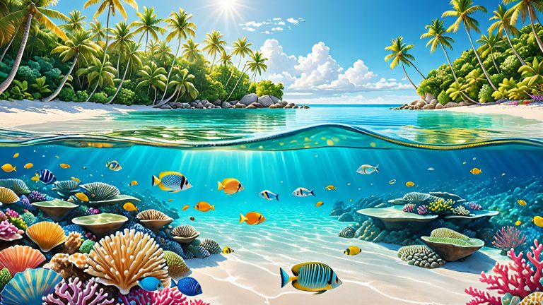 turquoise cove whimsical fantasy 4k wallpaper scaled