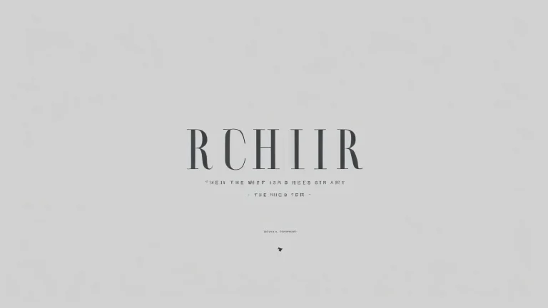 A minimalist typographic design on a gray background with intricate details.