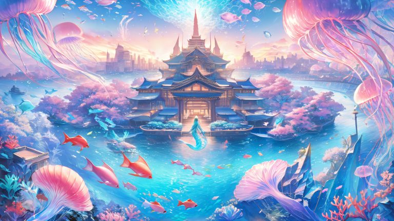 underwater cityscape wallpaper mermaid princess akari 4k anime scaled