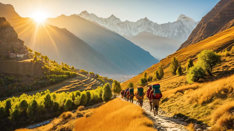 fond d'écran de randonnée himalayenne supérieure mustang à l'échelle