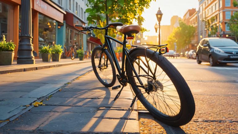 escena de una calle urbana fondo de pantalla 4k bicicleta abandonada a escala