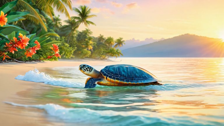 uvita bay sea turtle sunrise scaled