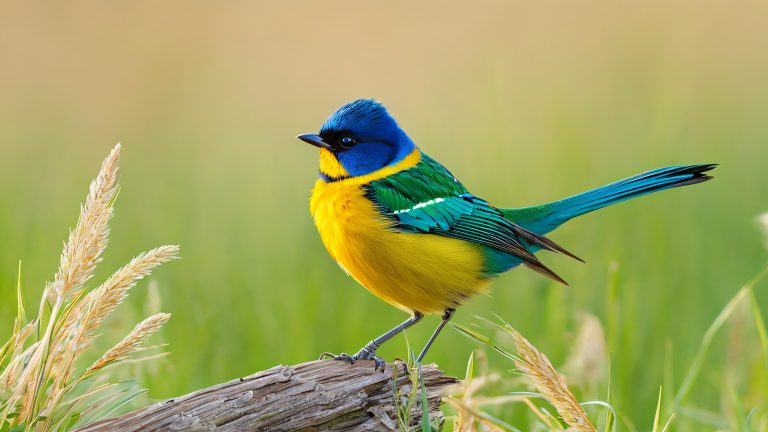 vibrant bird perched on sun kissed meadow wallpaper scaled