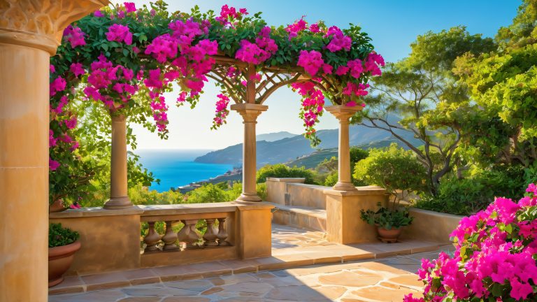 vibrant bougainvillea trellis wallpaper scaled