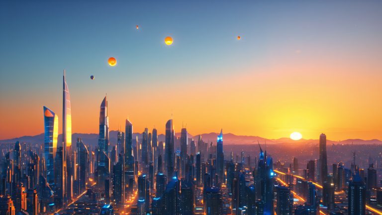 vibrant cityscape sunset scaled