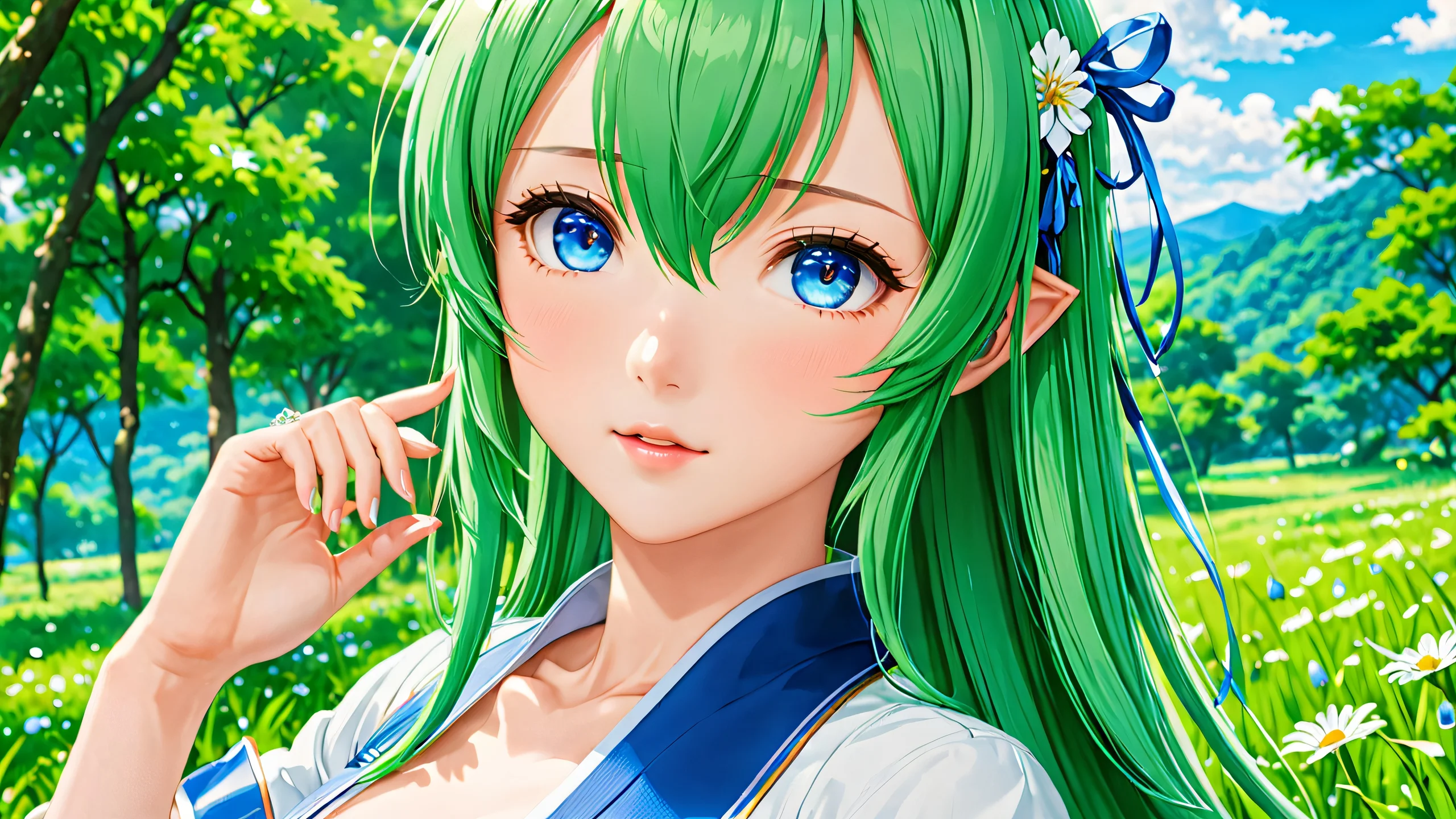 Breathtaking 4K desktop wallpaper featuring vibrant cosmic dreamscapes with swirling blues and greens