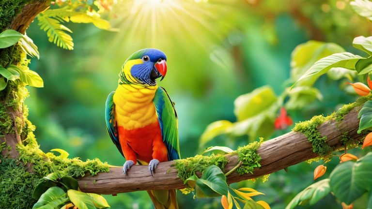 vibrant jungle parrot perch scaled