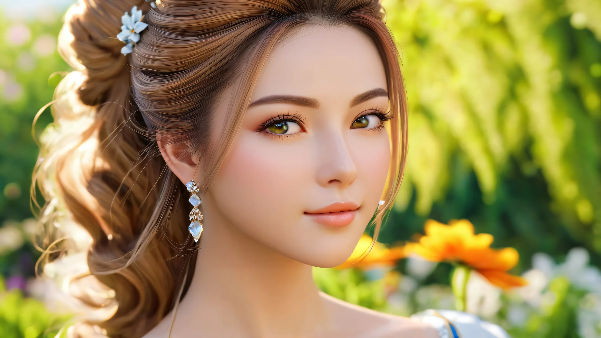 4K Vibrant Rose Garden Desktop Background A beautifully rendered portrait of a lush rose garden in warm, inviting colors.